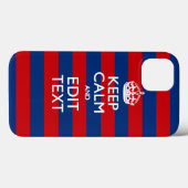 Aangepaste KEEP CALM EN Jouw tekst op strepen Case-Mate iPhone Case (Achterkant (horizontaal))