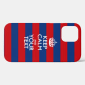 Aangepaste KEEP CALM EN Jouw tekst op strepen Case-Mate iPhone Case (Achterkant (horizontaal))