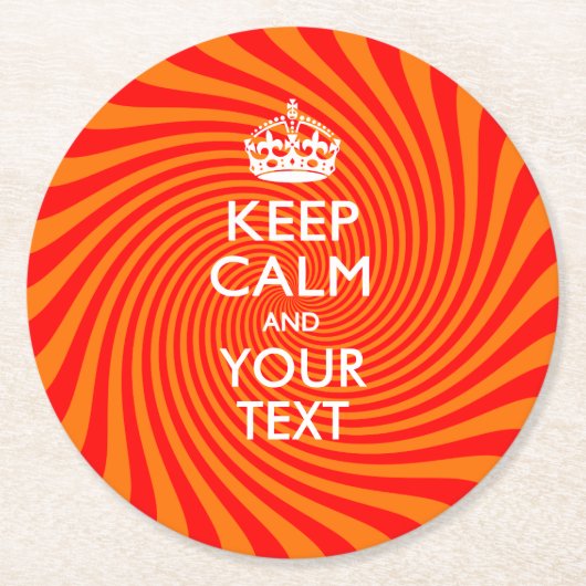 Aangepaste KEEP CALM en Jouw tekst op wervelkolom Ronde Kartonnen Onderzetter (Voorkant)