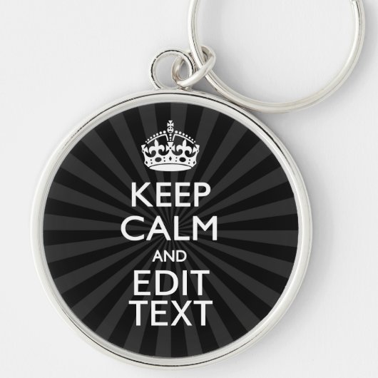 Aangepaste KEEP CALM en jouw tekst op zonnesburst Sleutelhanger (Voorkant)