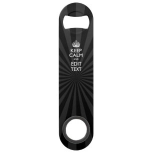 Aangepaste KEEP CALM en jouw tekst op zonnesburst Speed Flessenopener