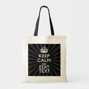 Aangepaste KEEP CALM en jouw tekst op zonnesburst Tote Bag