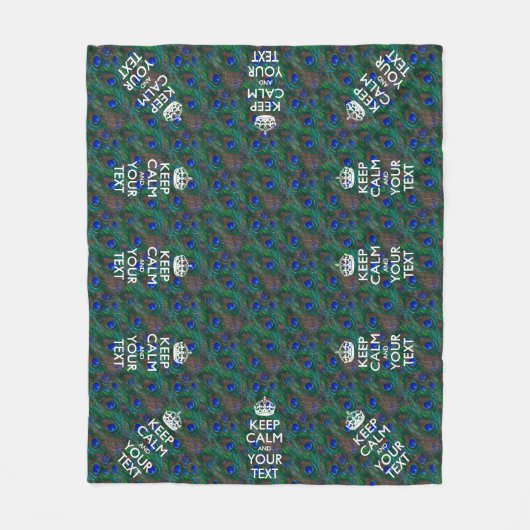Aangepaste Keep Calm en Jouw tekst Peacock Fleece Deken (Voorkant)