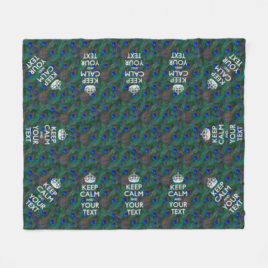 Aangepaste Keep Calm en Jouw tekst Peacock Fleece Deken (Voorkant (Horizontaal))
