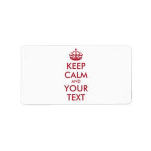 Aangepaste KEEP CALM en JOUW TEKST - rood Etiket