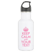 Aangepaste KEEP CALM en JOUW TEKST - roze woorden Waterfles (Voorkant)