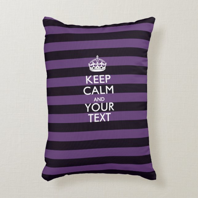 Aangepaste KEEP CALM EN Jouw tekst voor Paars Accent Kussen (Voorkant(Verticaal))