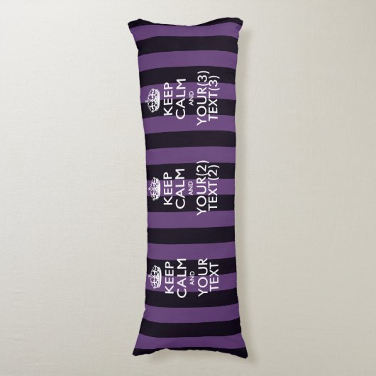 Aangepaste KEEP CALM EN Jouw tekst voor Paars Lichaamskussen (Voorkant Verticaal)