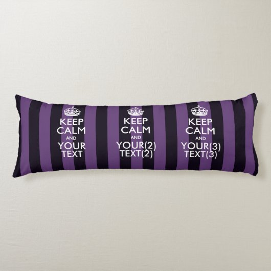 Aangepaste KEEP CALM EN Jouw tekst voor Paars Lichaamskussen (Voorkant)