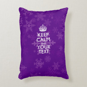 Aangepaste KEEP CALM EN Jouw tekst voor sneeuw Decoratief Kussen