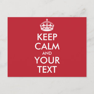 Aangepaste KEEP CALM en JOUW TEKST - witte woorden Briefkaart