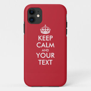 Aangepaste KEEP CALM en JOUW TEKST - witte woorden iPhone 11 Hoesje