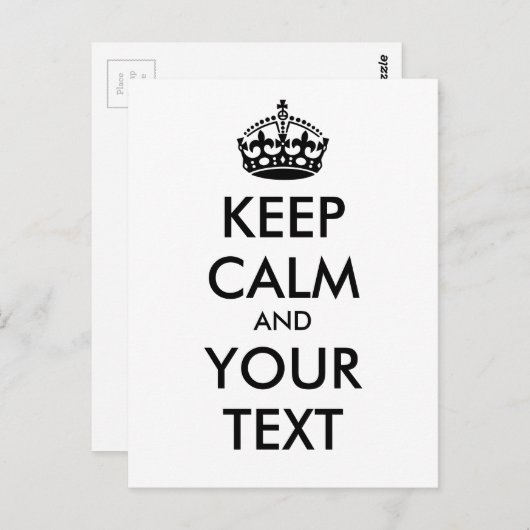 Aangepaste KEEP CALM en JOUW TEKST - zwart Briefkaart (Voorkant / Achterkant)