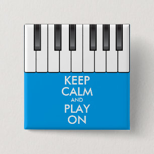 Aangepaste KEEP CALM en PLAY ON-Keyboard piano Vierkante Button 5,1 Cm