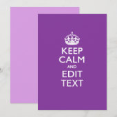Aangepaste KEEP CALM en tekst bewerken op Paars (Voorkant / Achterkant)