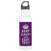 Aangepaste KEEP CALM en tekst bewerken op Paars Waterfles (Voorkant)