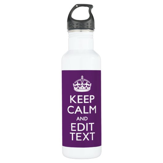 Aangepaste KEEP CALM en tekst bewerken op Paars Waterfles (Voorkant)
