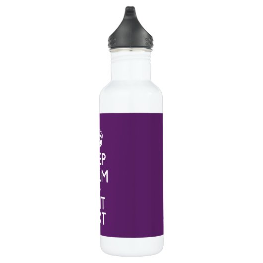 Aangepaste KEEP CALM en tekst bewerken op Paars Waterfles (Rechts)