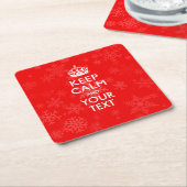 Aangepaste KEEP CALM en uw on Red Vierkante Kartonnen Onderzetter (Schuin)