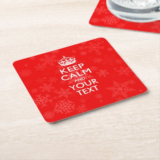 Aangepaste KEEP CALM en uw on Red Vierkante Kartonnen Onderzetter (Schuin)