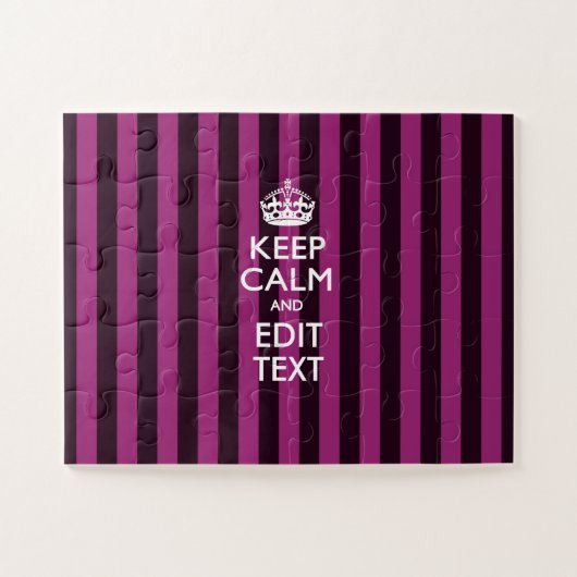 Aangepaste 'Keep Calm Fuchsia Stripes' Legpuzzel (Horizontaal)