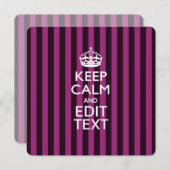 Aangepaste KEEP CALM Jouw tekst Fuchsia Stripes (Voorkant / Achterkant)
