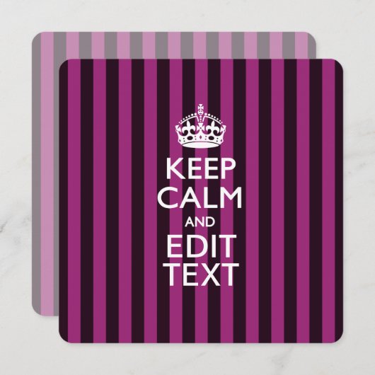 Aangepaste KEEP CALM Jouw tekst Fuchsia Stripes (Voorkant / Achterkant)