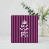 Aangepaste KEEP CALM Jouw tekst Fuchsia Stripes (Staand voorkant)