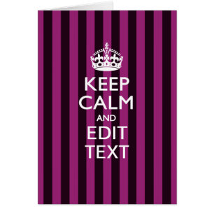 Aangepaste KEEP CALM Jouw tekst Fuchsia Stripes
