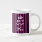Aangepaste KEEP CALM Jouw tekst Fuchsia Stripes Jumbo Beker (Rechts)
