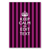 Aangepaste KEEP CALM Jouw tekst Fuchsia Stripes Kaart (Voorkant)