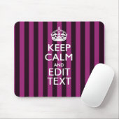 Aangepaste KEEP CALM Jouw tekst Fuchsia Stripes Muismat (Met muis)