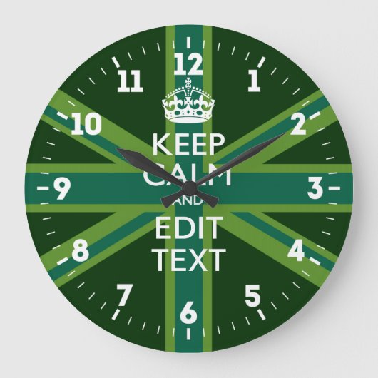 Aangepaste Keep Calm Jouw tekst - Groen vlag Grote Klok (Voorkant)