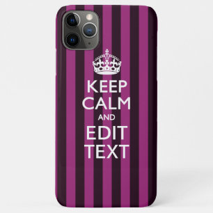 Aangepaste KEEP CALM-Jouw tekst op roze Fuchsie iPhone 11 Pro Max Hoesje