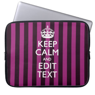 Aangepaste KEEP CALM-Jouw tekst op roze Fuchsie Laptop Sleeve