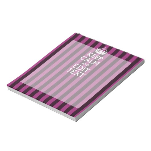 Aangepaste KEEP CALM-Jouw tekst op roze Fuchsie Notitieblok (Gedraaid)