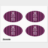 Aangepaste KEEP CALM-Jouw tekst op roze Fuchsie Ovale Sticker (Vel)