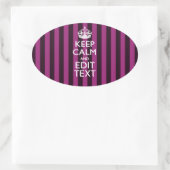 Aangepaste KEEP CALM-Jouw tekst op roze Fuchsie Ovale Sticker (Tas)