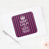 Aangepaste KEEP CALM-Jouw tekst op roze Fuchsie Vierkante Sticker (Envelop)