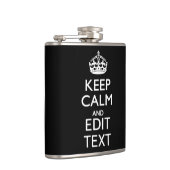 Aangepaste KEEP CALM-Jouw tekst op zwart Heupfles (Rechts)