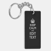Aangepaste KEEP CALM-Jouw tekst op zwart Sleutelhanger (Voorkant Links)