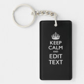 Aangepaste KEEP CALM-Jouw tekst op zwart Sleutelhanger (Voorkant)