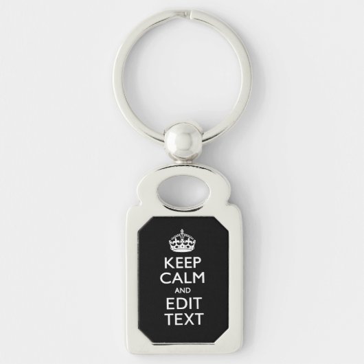 Aangepaste KEEP CALM-Jouw tekst op zwart Sleutelhanger (Voorkant)