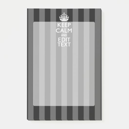 Aangepaste KEEP CALM-Jouw tekst op zwarte strepen Post-it® Notes (Voorkant)