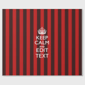 Aangepaste 'Keep Calm Jouw tekst Red Stripes'-deco Cadeaupapier (Vlak)