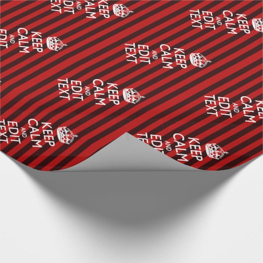 Aangepaste 'Keep Calm Jouw tekst Red Stripes'-deco Cadeaupapier (Hoek)