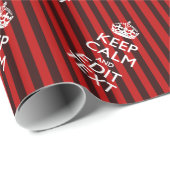 Aangepaste 'Keep Calm Jouw tekst Red Stripes'-deco Cadeaupapier (Rol Hoek)