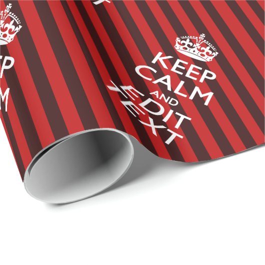 Aangepaste 'Keep Calm Jouw tekst Red Stripes'-deco Cadeaupapier (Rol Hoek)