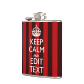 Aangepaste 'Keep Calm Jouw tekst Red Stripes'-deco Heupfles (Links)