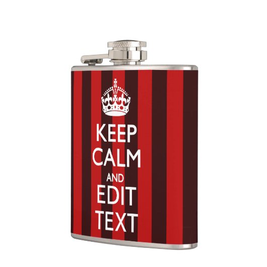 Aangepaste 'Keep Calm Jouw tekst Red Stripes'-deco Heupfles (Links)